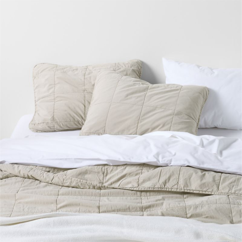 Sunwashed Organic Cotton Fog Grey King Box Quilt + Reviews | Crate & Barrel | Crate & Barrel