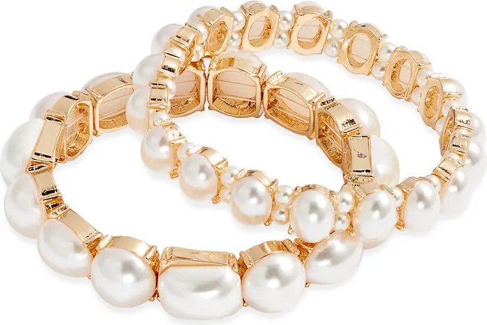 Set of 2 Faux Pearl Stretch Bracelets | Nordstrom