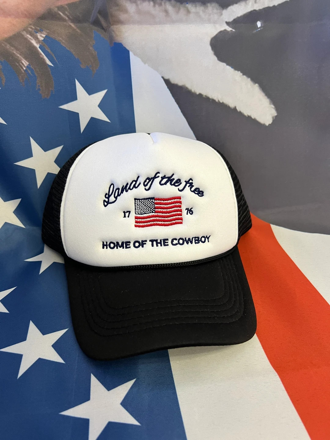 Land of the Free Home of the Cowboy Embroidered Trucker Hat - Etsy | Etsy (US)
