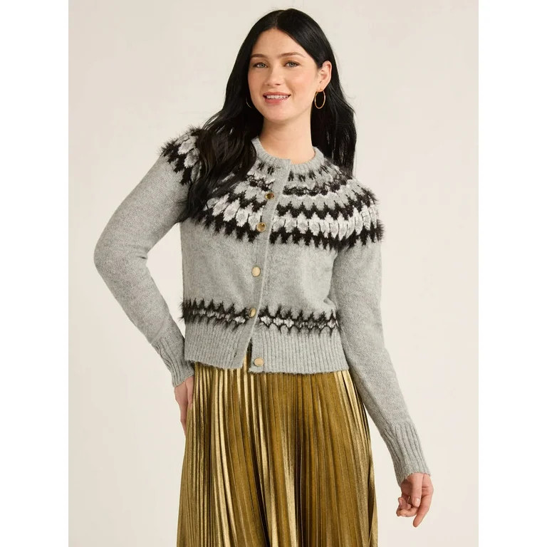 Free Assembly Women’s Fair Isle Cardigan Sweater, Midweight, Sizes XS-XXXL | Walmart (US)