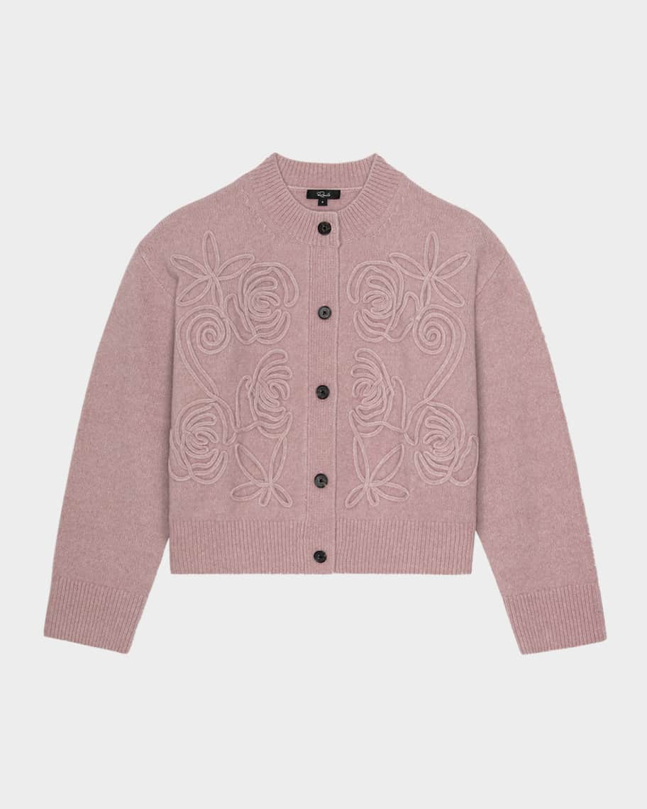 Rails Coralee Rosette Alpaca-Blend Cardigan | Neiman Marcus