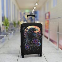 Custom Gothic Raven & Florals Luggage Cover, Suitcase Protector, Travel Baggage, Trip Accessory, Butterfly Design Gear | Etsy (US)