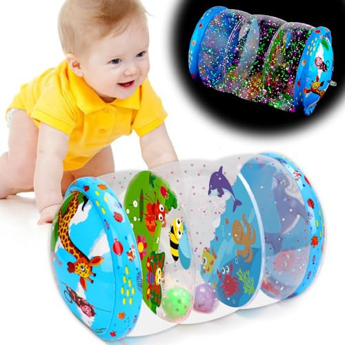 Crawling & Walking Baby Toys 6-12 Months Glowing Jumbo Inflatable Rolling Infant Toy 7 8 9 10 12-18 Month Old Tummy Time Sensory Development Light Up Toys for 1 2 Year Old Boy Girl Birthday Gifts | Amazon (US)