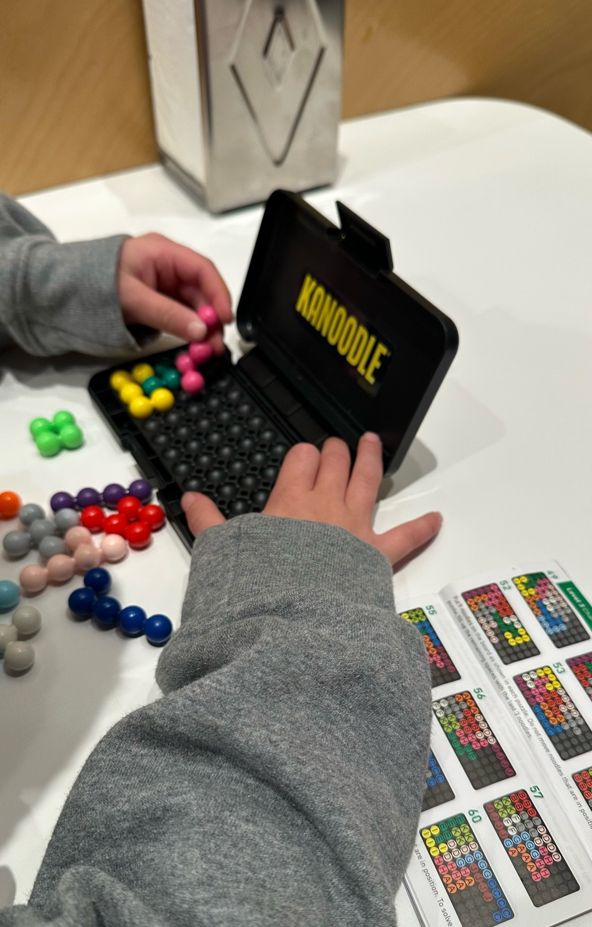 My boys are 5, 7, 9 and they love these little games! We don’t do screens so they’re perfect for on the go when we have to wait for food at a restaurant or sitting before an appointment. They’re also good for your brain!

Kids games, games on the go