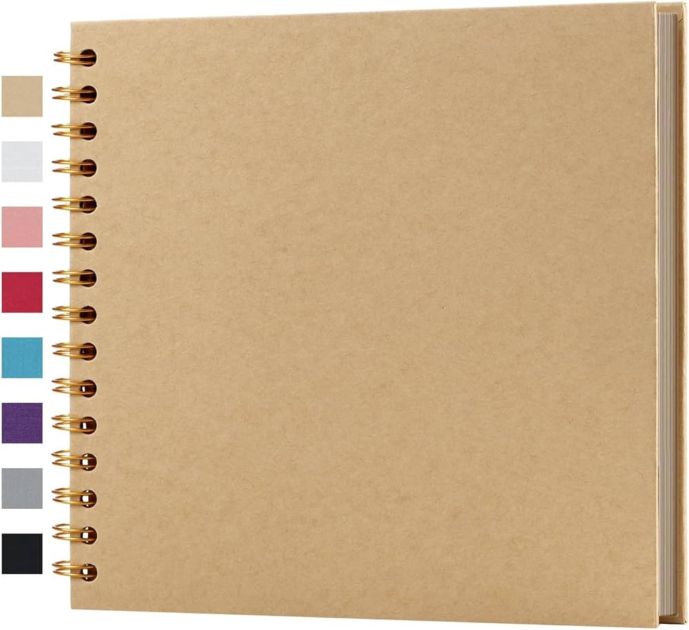 potricher 8 x 8 Inch DIY Scrapbook Album 40 Pages Hardcover Kraft Paper Scrap Book Photo Albums M... | Amazon (US)