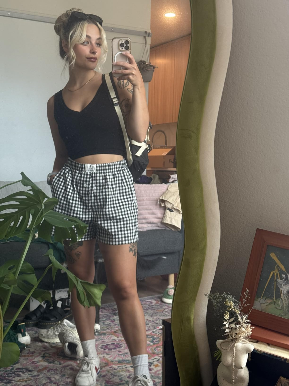 ANRABESS Boxer Shorts for Women Gingham Pajama 2025 Summer Casual Lounge Sleep Plaid Shorts Y2K B... | Amazon (US)