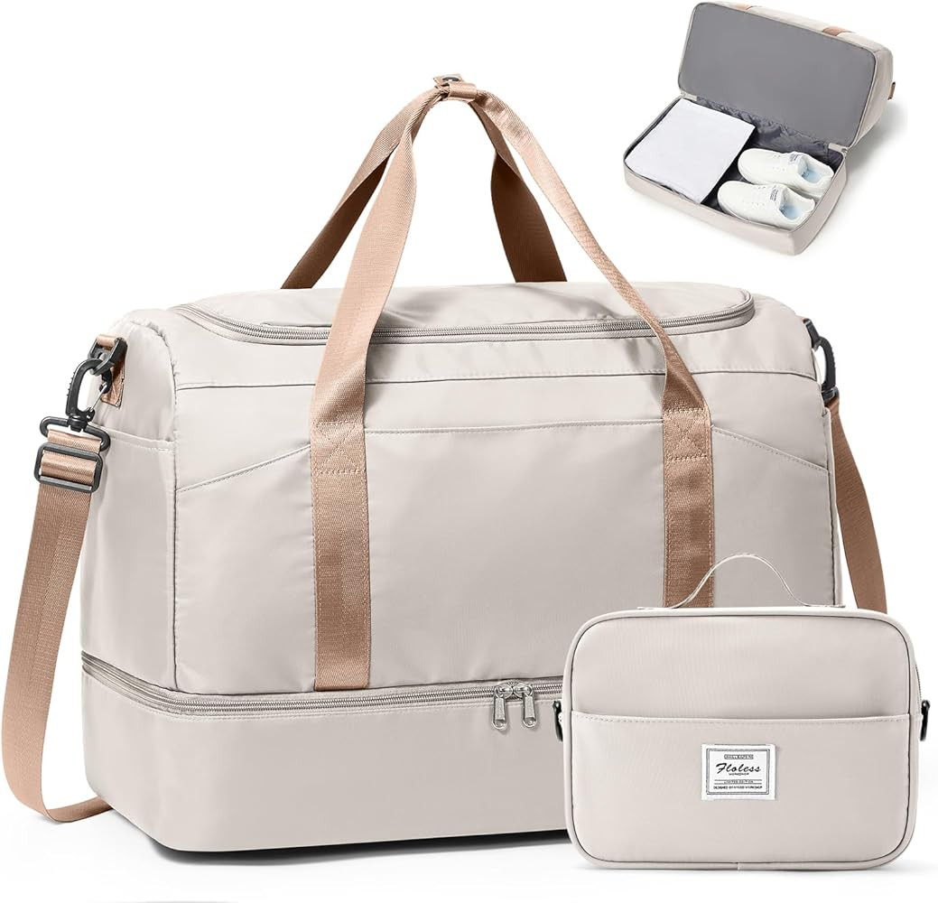Large Travel Duffle Bag,Weekender Bags for Women with Shoe Compartment, Carry on Overnight Duffel... | Amazon (US)