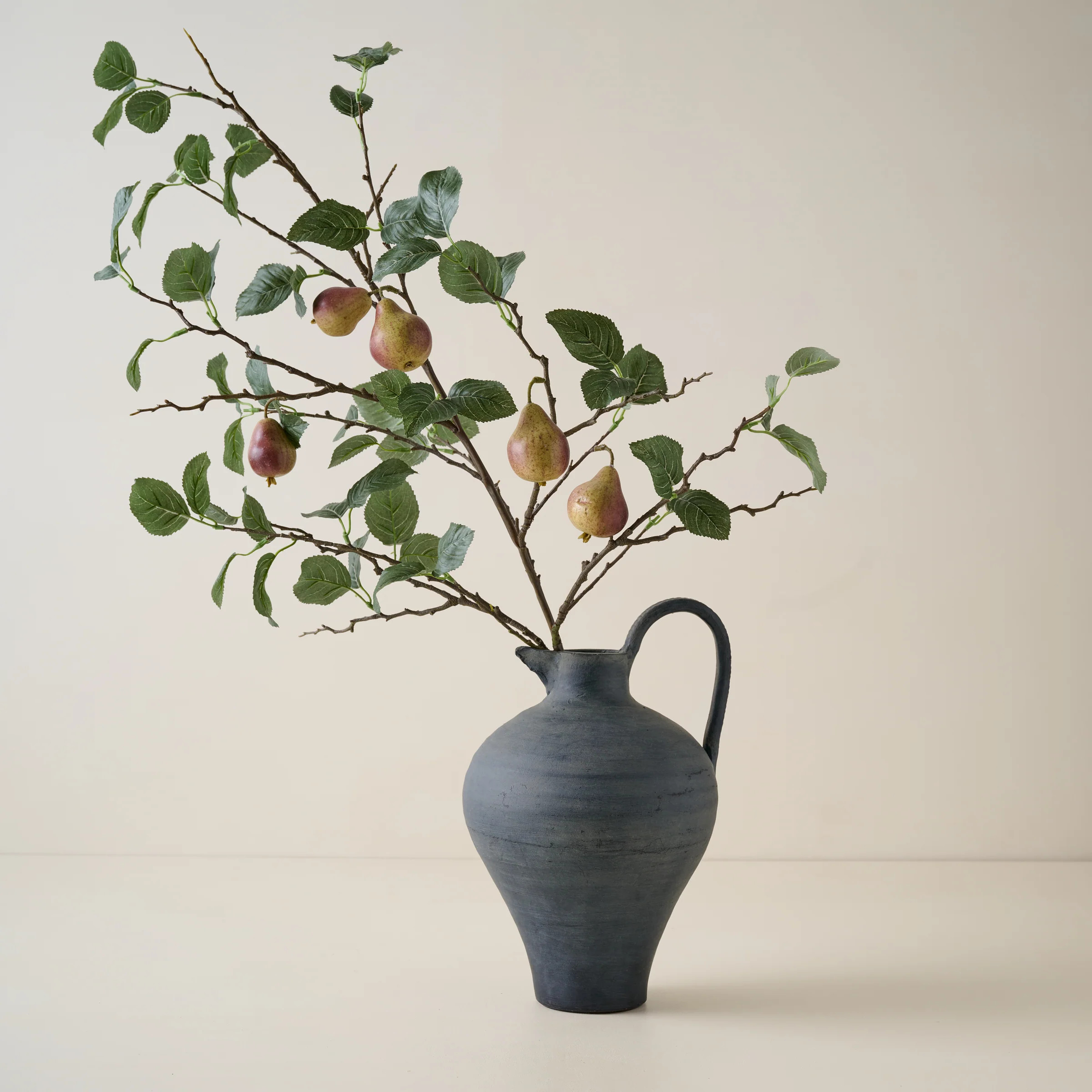 Oversized Autumnal Pear Stem and Ravine Black Ceramic Jug Pairing | Magnolia