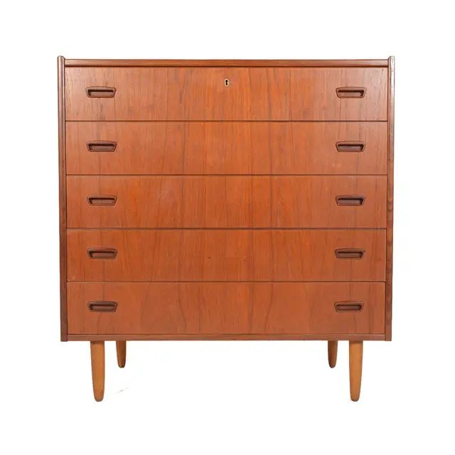 Danish Modern 5-Drawer Teak Gentleman's Chest | Chairish