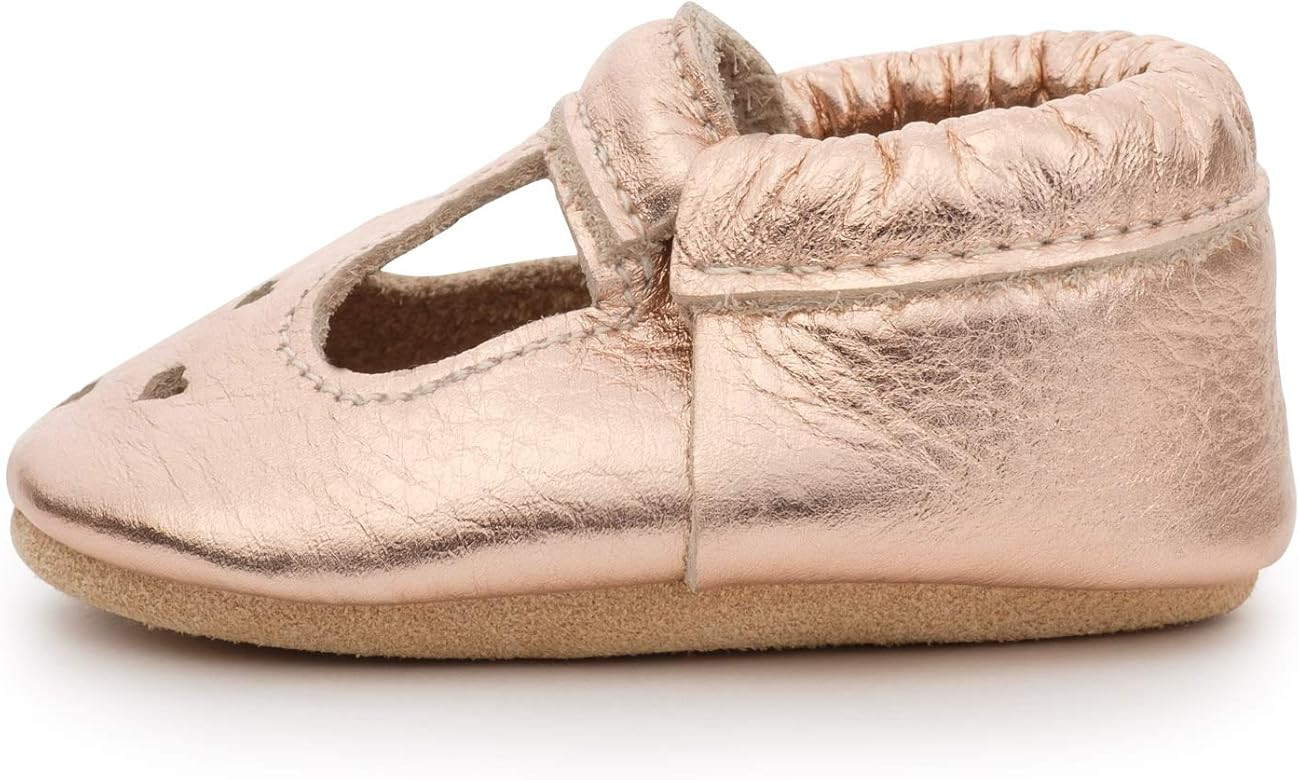 Mary Jane Moccasins - Genuine Leather Soft Sole Baby Girl Shoes for Newborns, Infants, Babies, an... | Amazon (US)