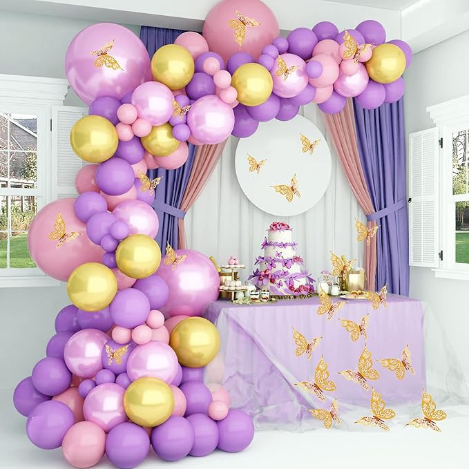 Pateeha Baby Shower Decorations for Girl 152 Pcs Purple Balloon Garland Pink Balloon Arch kit 12 ... | Amazon (US)