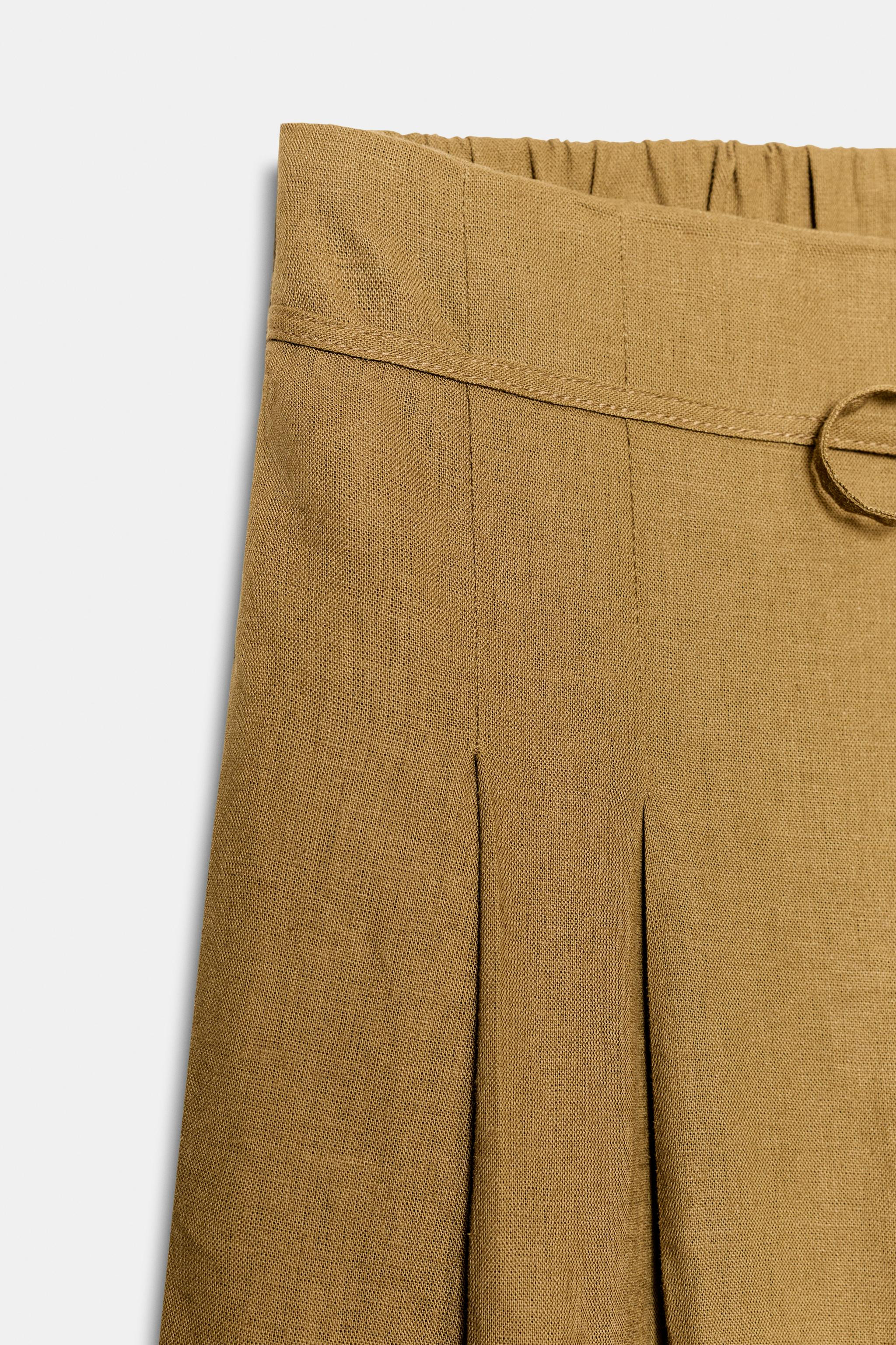 WIDE LEG PLEATED LINEN PANTS | Zara US