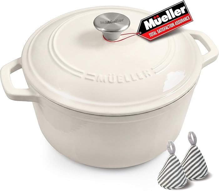 Mueller 6qt Enameled Cast Iron Dutch Oven, Heavy-Duty Casserole and Braiser Pan with Lid and Knob... | Amazon (US)