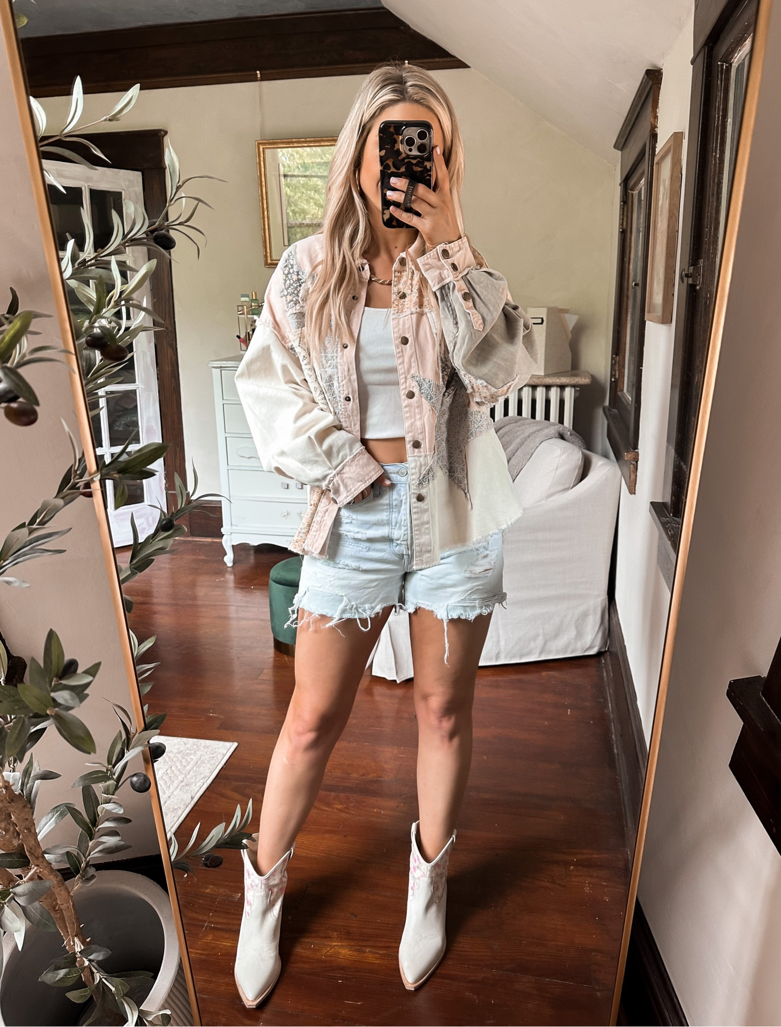 Patchwork western shirt, size small
