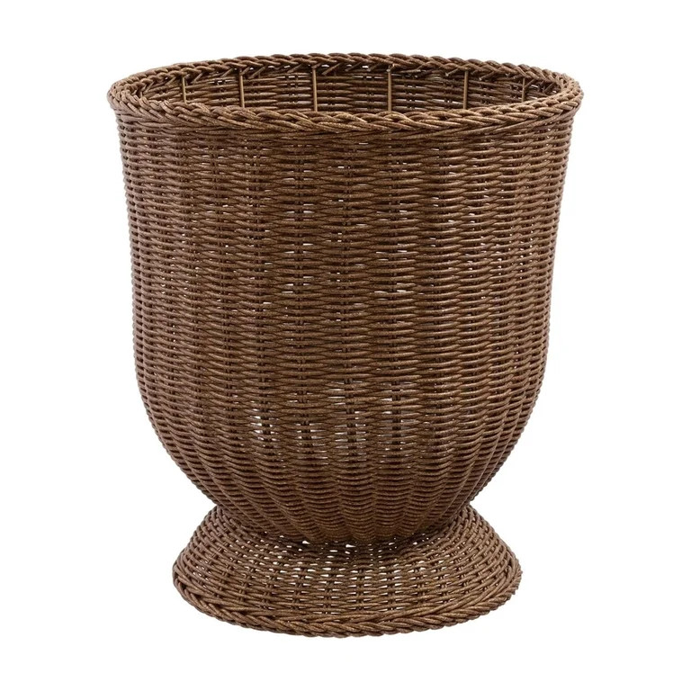 16.9 Inch Brown Woven Resin Urn Planter Easter Decor Outdoor Indoor Wicker Style Flower Pot Class... | Walmart (US)