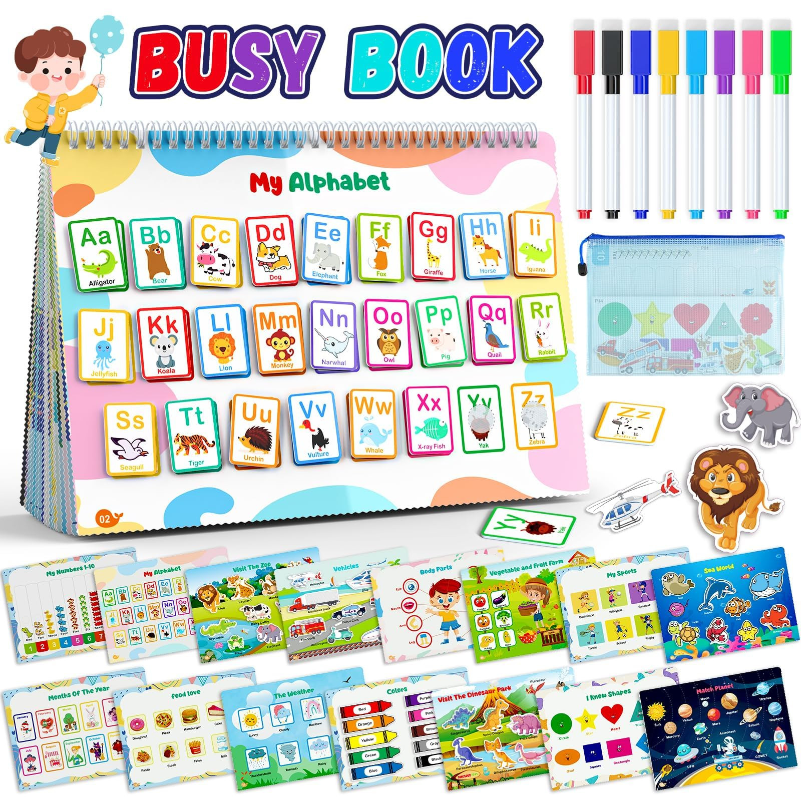 Busy Book for Toddlers 3+, Preschool Learning Activities with 30 Themes Prek Preschool Workbooks,... | Amazon (US)
