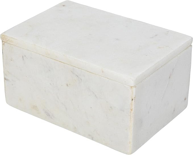 Bloomingville Marble Box Storage Container with Lid, White | Amazon (US)