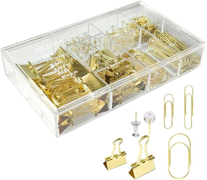 Koqye Gold Paper Clips Binder Clips, 154 PCS Luxury Gold Office Supplies Gift Set with Jumbo Pape... | Amazon (US)