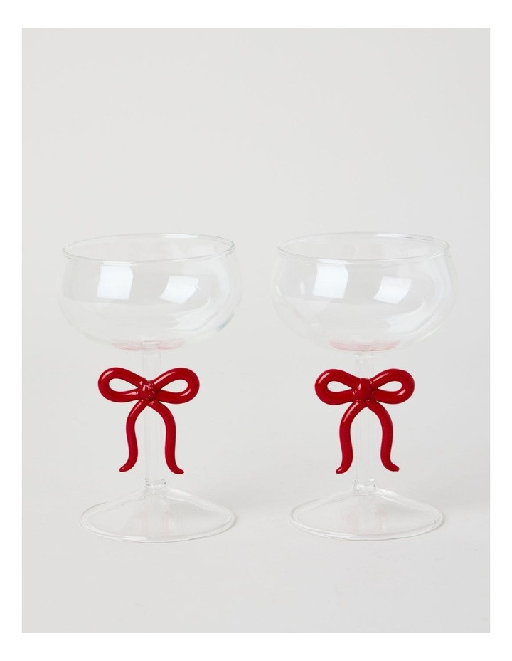 Ruby Bow Coupe Glass Set of 2 220ml in Red | Myer