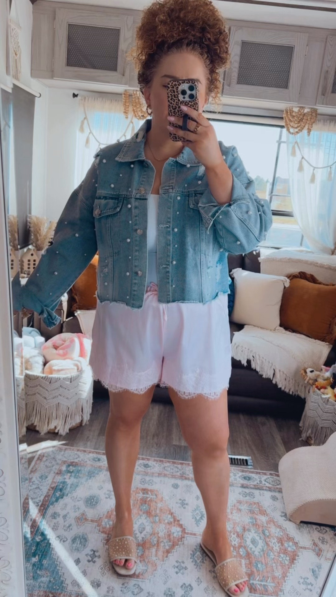 Loving the pearl details ✨ The denim jacket + lace shorts + pearl sandals make this outfit feel playful yet polished🌸✨ spring outfit | feminine outfit | girly outfit | amazon fashion | amazon outfit | pearl denim jacket | embellished denim jacket | white tank outfit | basic tank outfit | pink lace shorts | lace shorts outfit | pearl sandals outfit | statement shoes | weekend outfit | brunch outfit | casual chic outfit | soft girl aesthetic | warm weather outfit | everyday outfit | mom outfit | travel outfit | playful outfit | polished casual outfit | easy outfit idea | capsule wardrobe | affordable fashion | amazon finds

#LTKdayinmylife #LTKMidsize #LTKootd