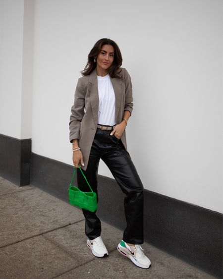 Agolde recycled leather pants on sale today! 25% off
Softest tee and oversized blazer - I sized mine down to xs 
Sneakers run tts
Bag is roomy and fits my large phone 

#LTKshoecrush #LTKitbag #LTKsalealert