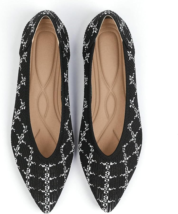 Women's Flats Shoes Pointed Toe Knit Ballet Comfortable Dressy Slip On Flat | Amazon (US)