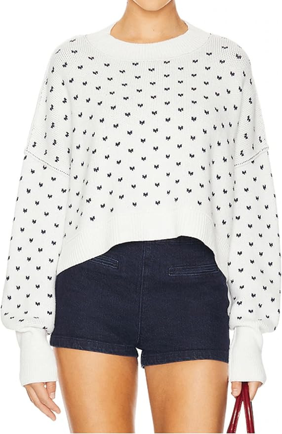 Womens Oversized Polka Dot Knit Sweater Casual Loose-Fit Pullover for Fall and Winter | Amazon (US)