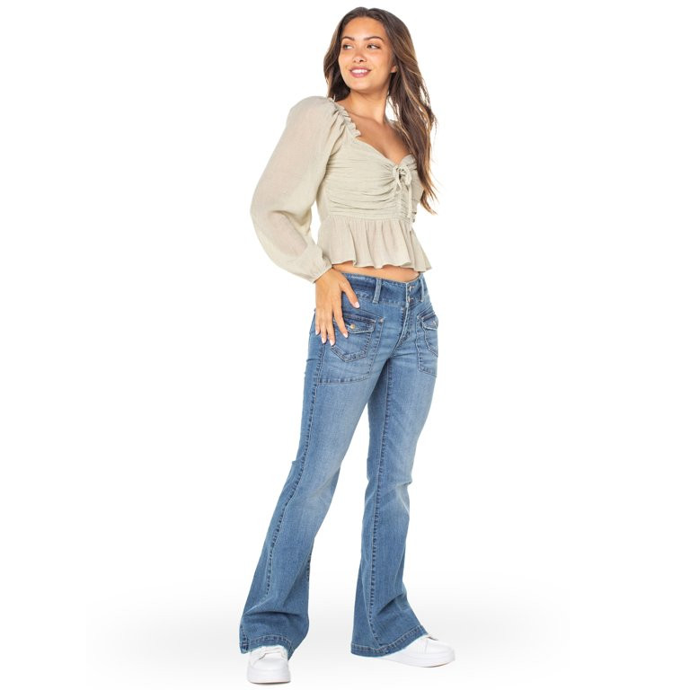 Celebrity Pink Long Sleeve Crinkle Woven Top | Walmart (US)