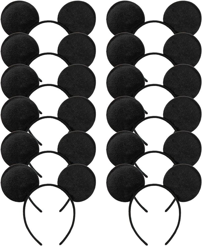 CHuangQi Mouse Ears Headband, Solid Black (Set of 12) | Amazon (US)