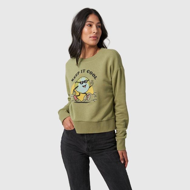 United By Blue Women's Organic Keep It Cool Graphic Pullover Sweatshirt - Sage | Target