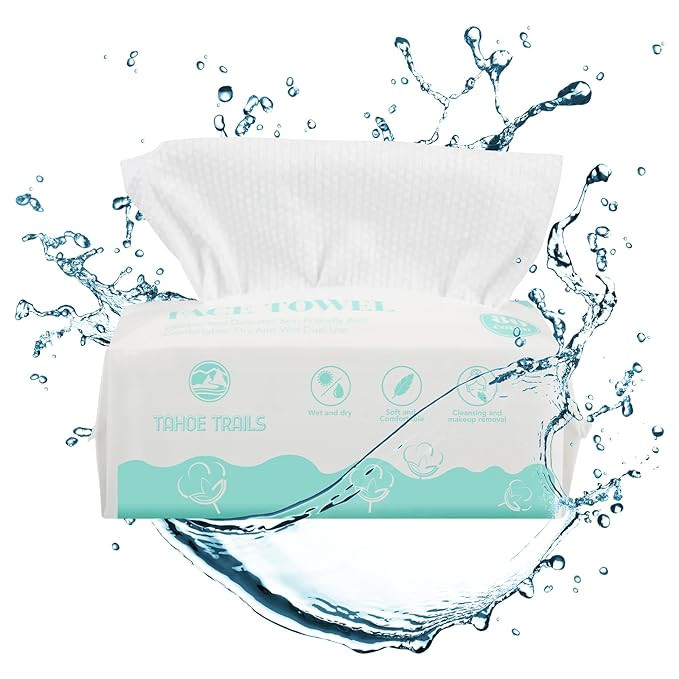 Tahoe Trails Disposable Face Towel, Soft Dry Wipe, Lint Free, Dry Wet Use for Sensitive Skin, Cot... | Amazon (US)
