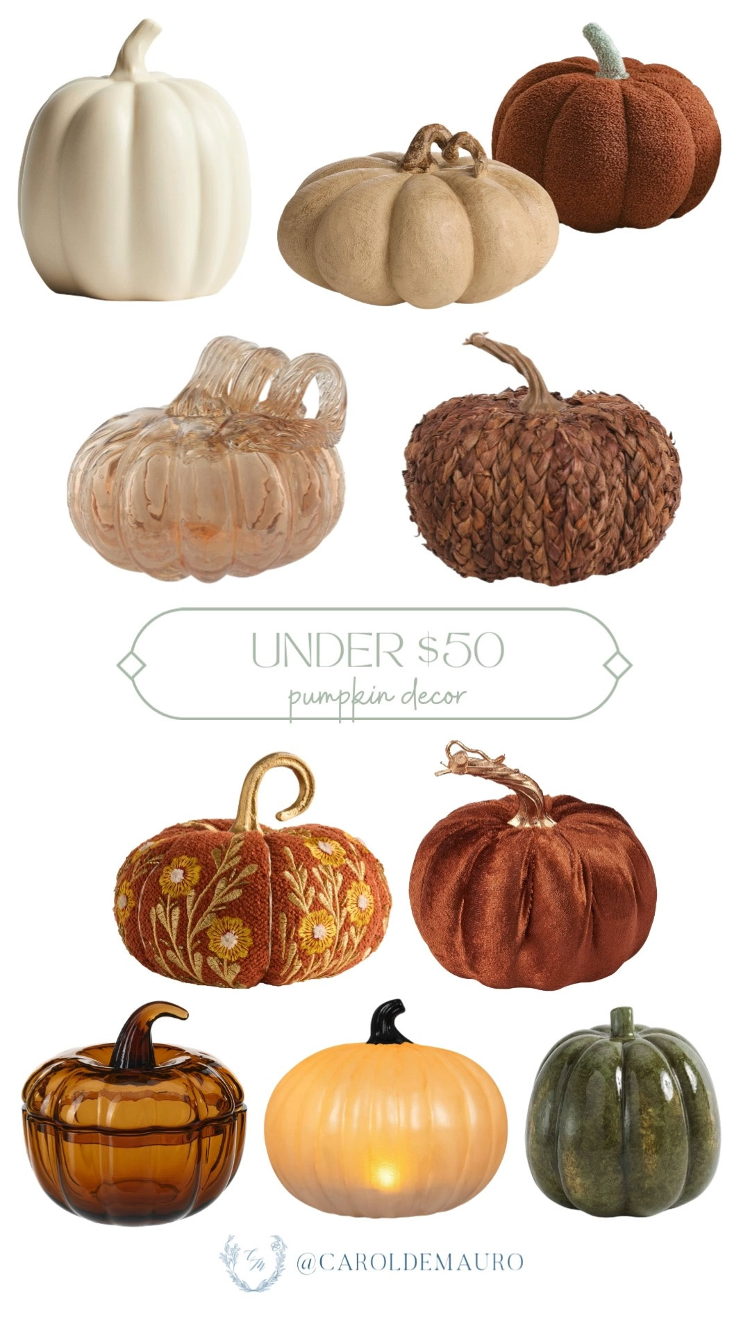 under $50, pumpkin decor, gourd decor, fall decorating, autumn, glass pumpkin, pillow pumpkin, pumpkin bowl, embroidered pumpkin, woven pumpkin, white pumpkin, thanksgiving decor, amazon, world market, pottery barn, target, ikea, h&m

#LTKHome