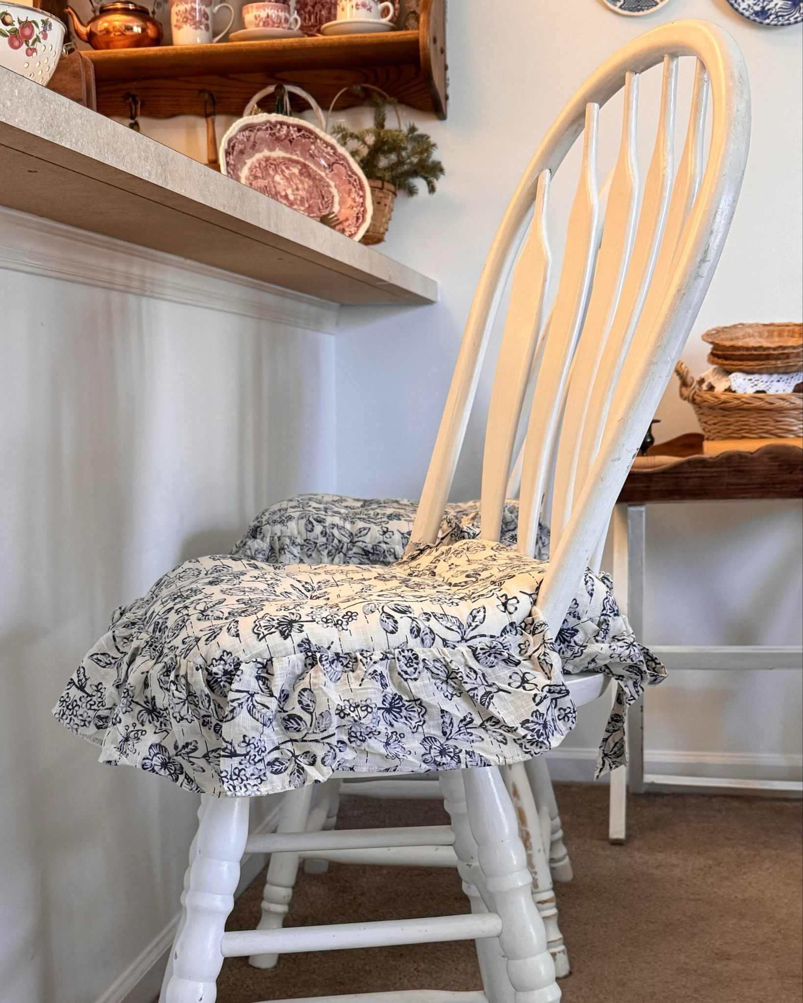 The most comfortable and comfy chair cushion. I love how soft it feels,  I can be seated for a while 🙈
I styled this ones on my bar stool chairs and I love the cottage, vintage look I got. 💙🦢 
I got the blue and cream flower print for reference 🪻


#LTKSeasonal #LTKhome #LTKsalealert
