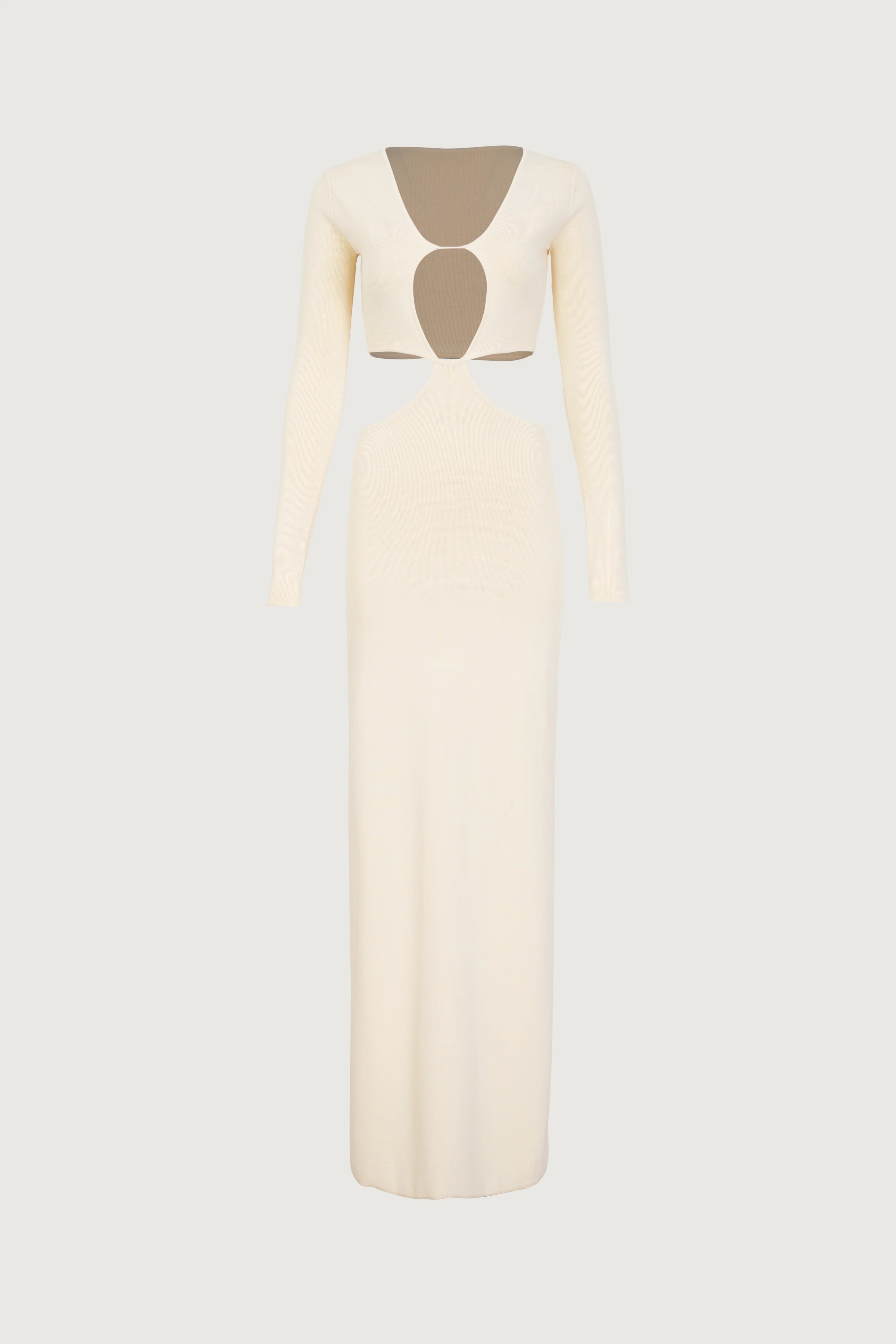 Long Sleeve Cut Out Maxi Dress (Cream) L / Cream | SAME