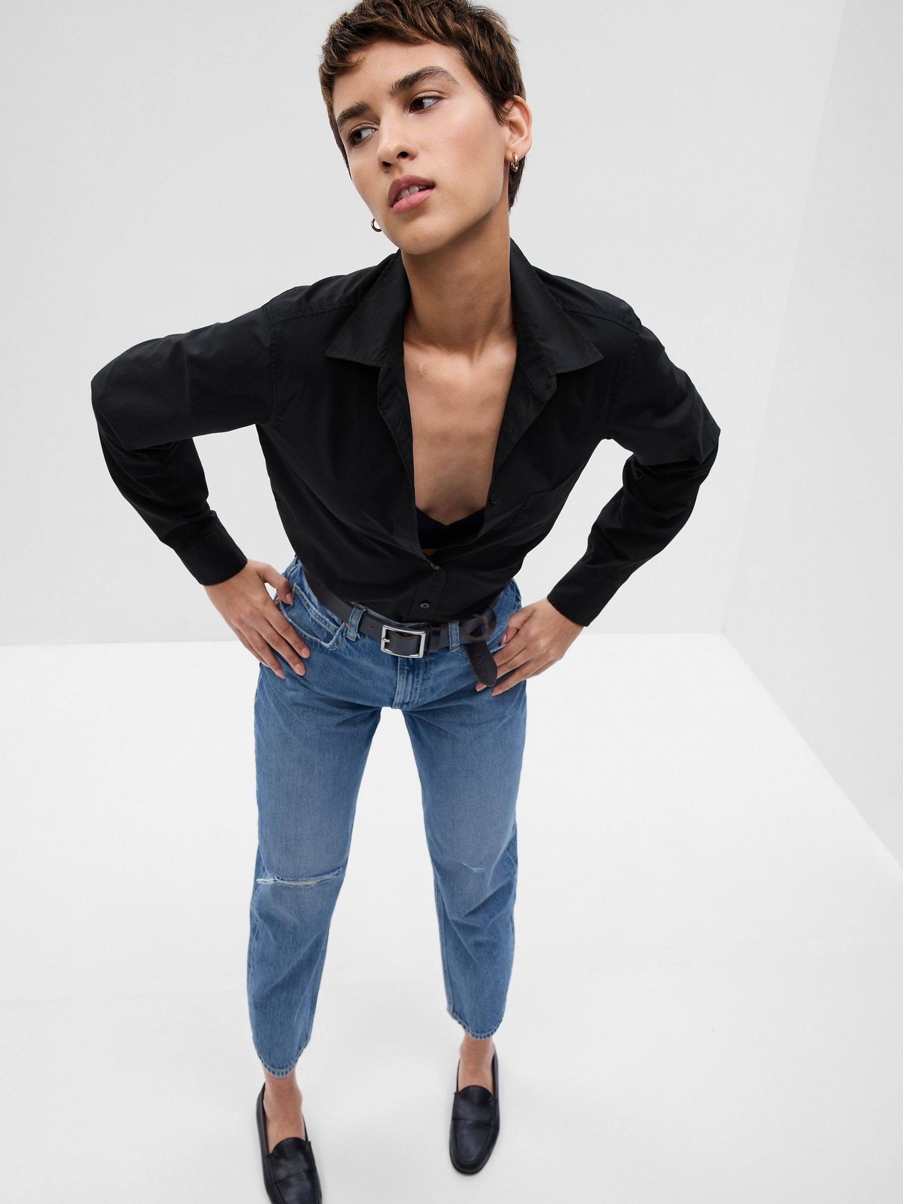 Black Cotton Poplin Classic Shirt | Gap | GAP UK
