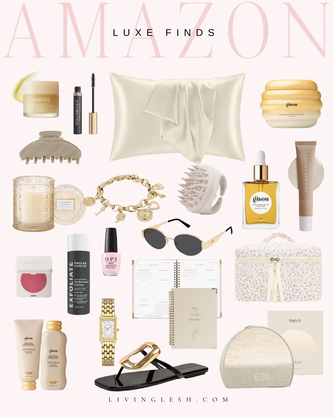 Amazon finds | Amazon luxe finds | Elevated finds | Sunglasses | Girly finds | Chic finds | Beauty picks | Best in beauty | Beauty finds | Jewelry | Silk pillowcase | Hatch sound machine | Sandals | Hair clips

#LTKselfcare #LTKdayinmylife #LTKMothersDay