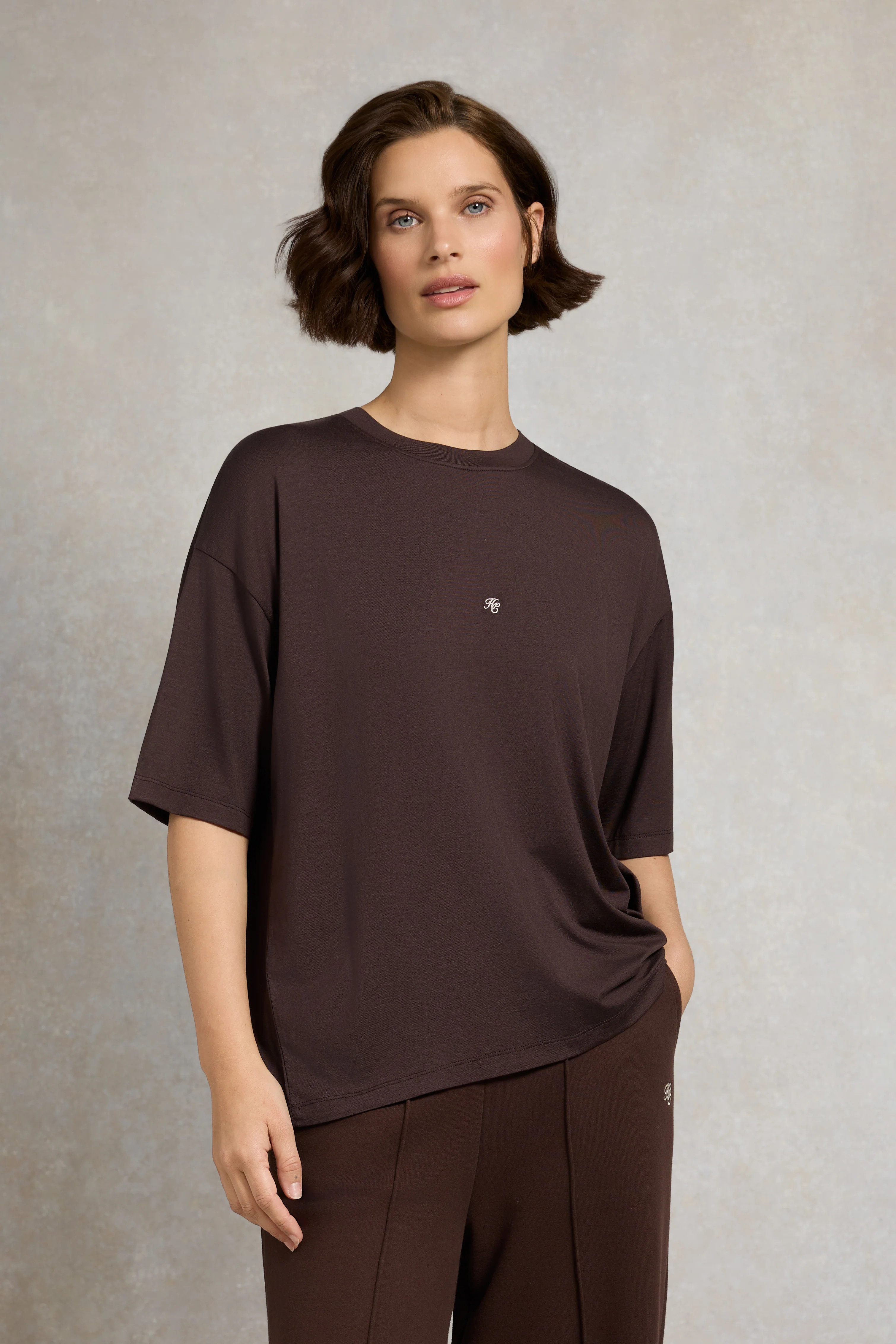Oversized Monogram Tee (Walnut) | Holland Cooper