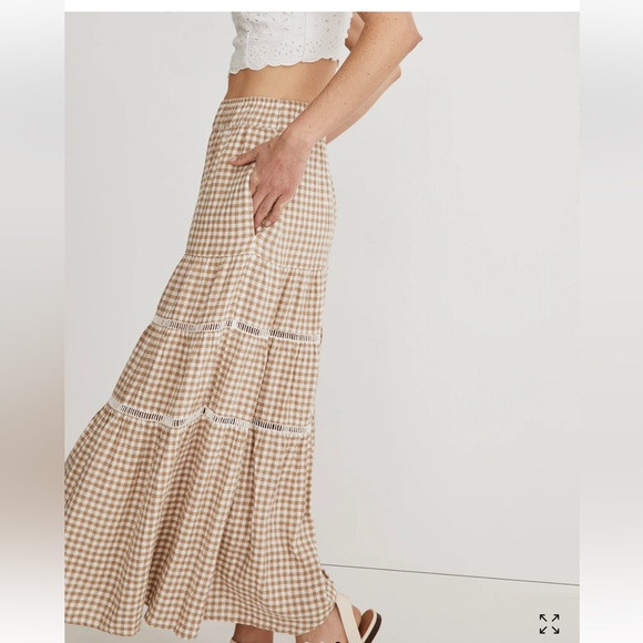 New Linen-Blend Eyelet-Trim Tiered Maxi Skirt Madewell Women's size s | Poshmark