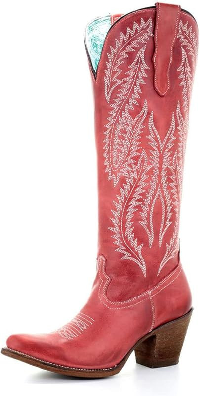 Corral Boots Women's Embroidery Tall Top Snip Toe Western Cowgirl Style Leather Boots | Amazon (US)