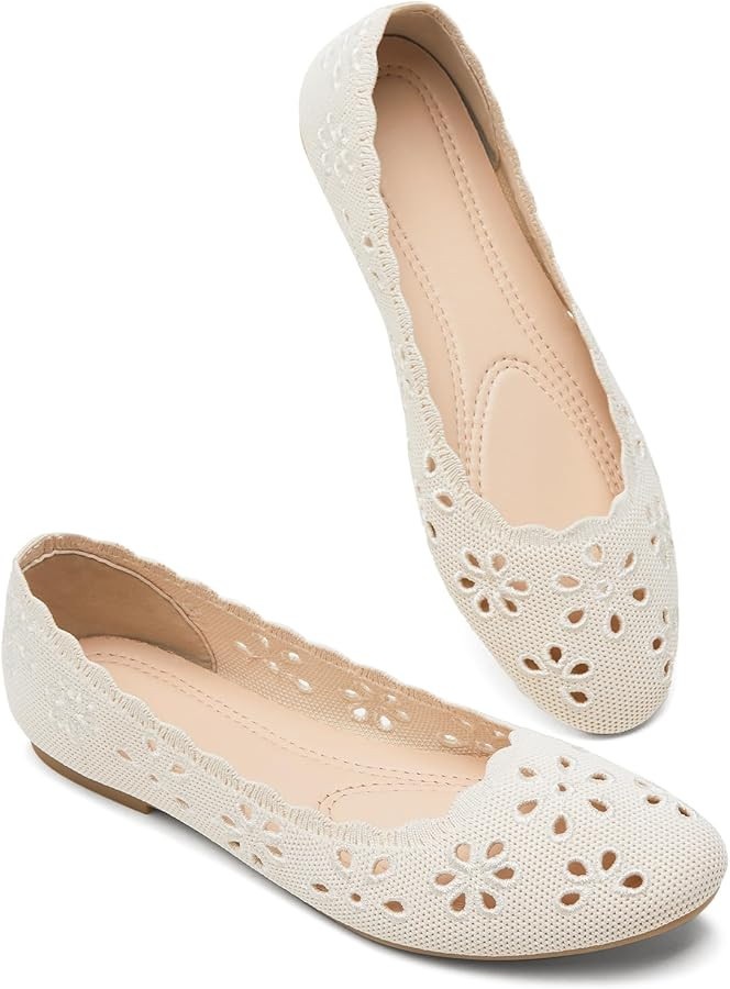 BABUDOG Mesh Ballet Flats Shoes for Women,Womens Flats Dressy Comfortable,Women's Dress Shoes wit... | Amazon (US)