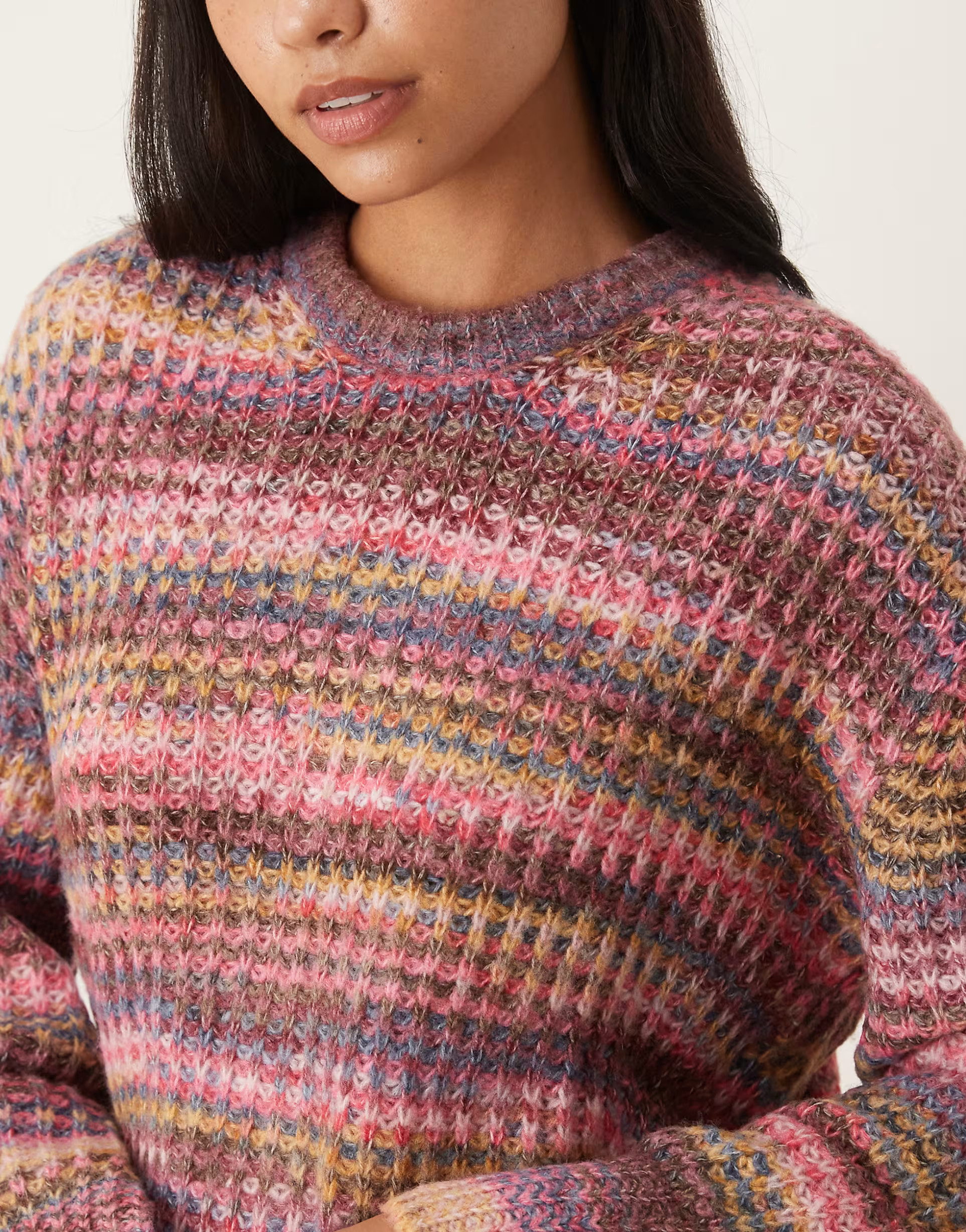 JJXX oversized space dye knit sweater in burgundy mix | ASOS (Global)