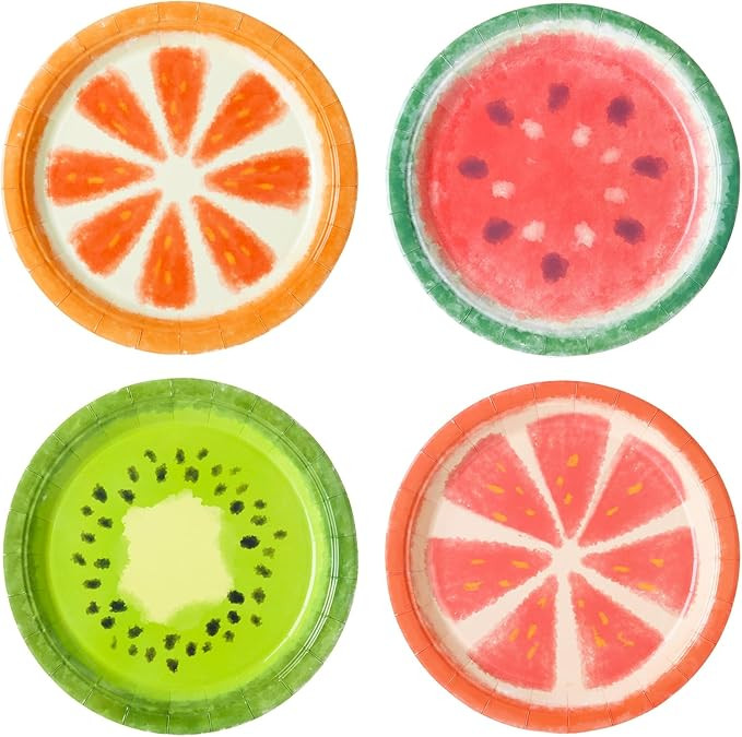60 Pcs Fruit Paper Plates, 9 Inch Fruit Plate Summer Paper Plates Disposable, Fruit Dinner Themed... | Amazon (US)