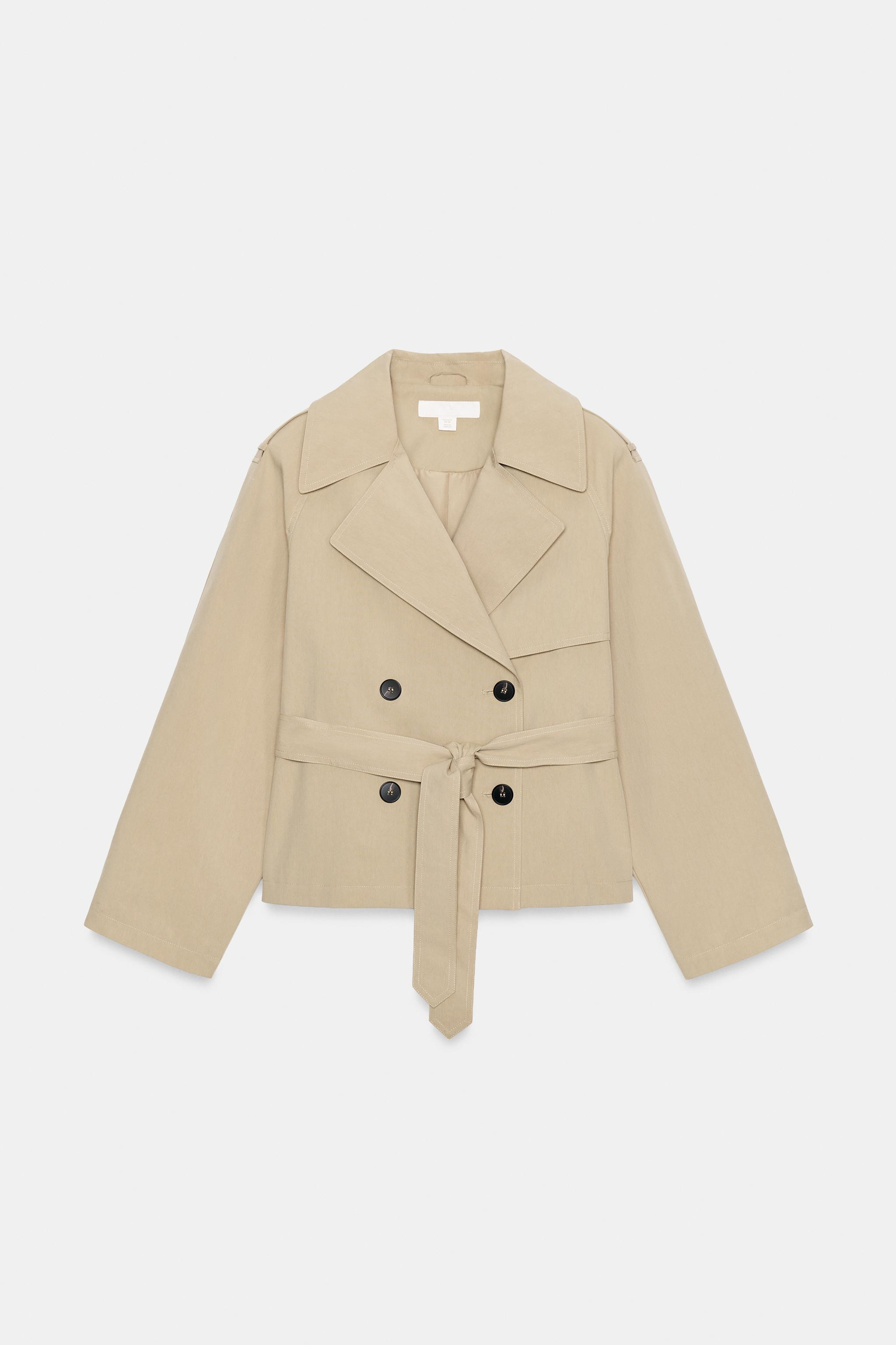 CROPPED TRENCH COAT WITH BELT AND EPAULETS | Zara US