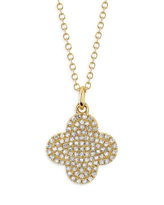 14K Yellow Gold Diamond Pavé Clover Pendant Necklace, 16-18" - 100% Exclusive | Bloomingdale's (US)