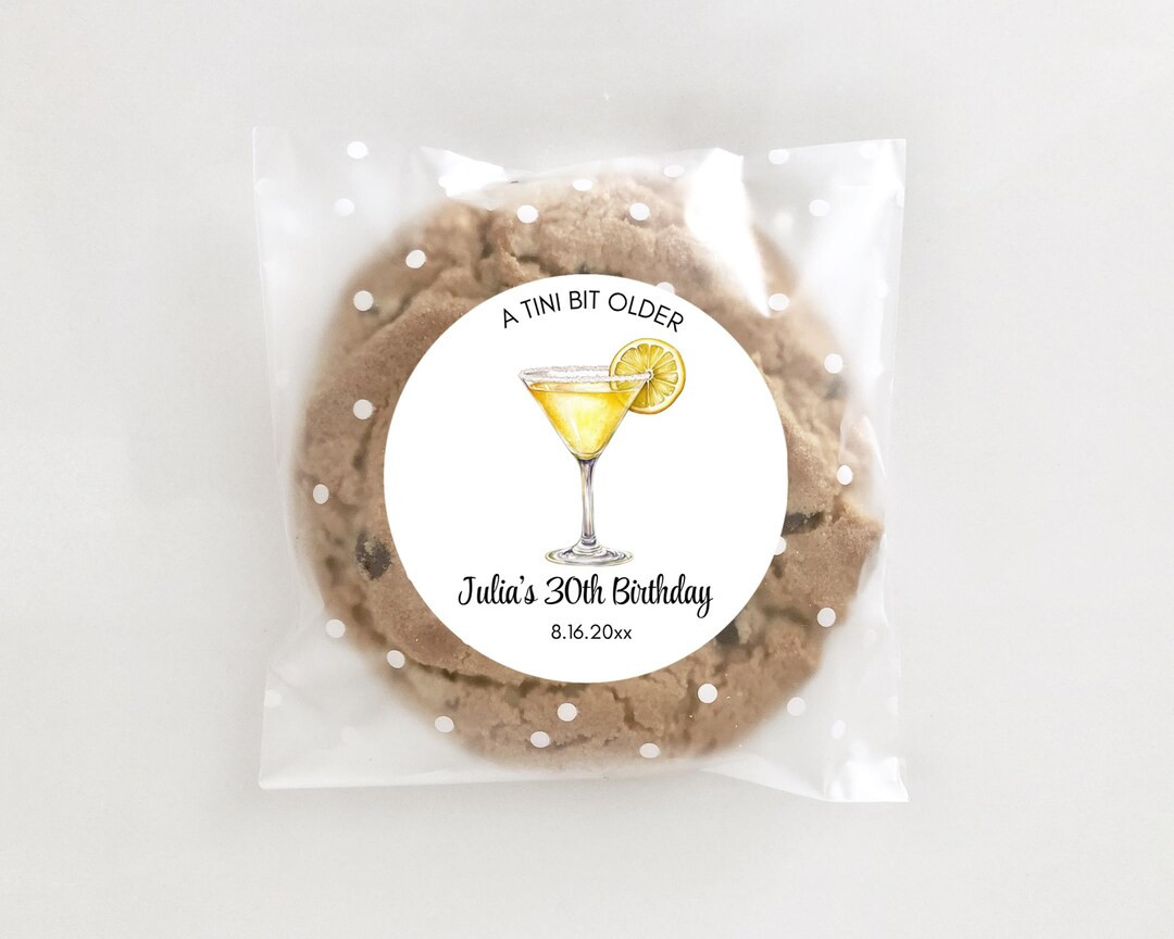 A Tini Bit Older, Lemon Drop Martini Labels, Birthday Favor Stickers, Just a Tini, Personalized C... | Etsy (US)
