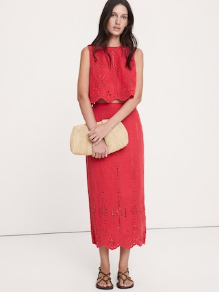 Tencel™-Linen Eyelet Maxi Skirt | Banana Republic (US)