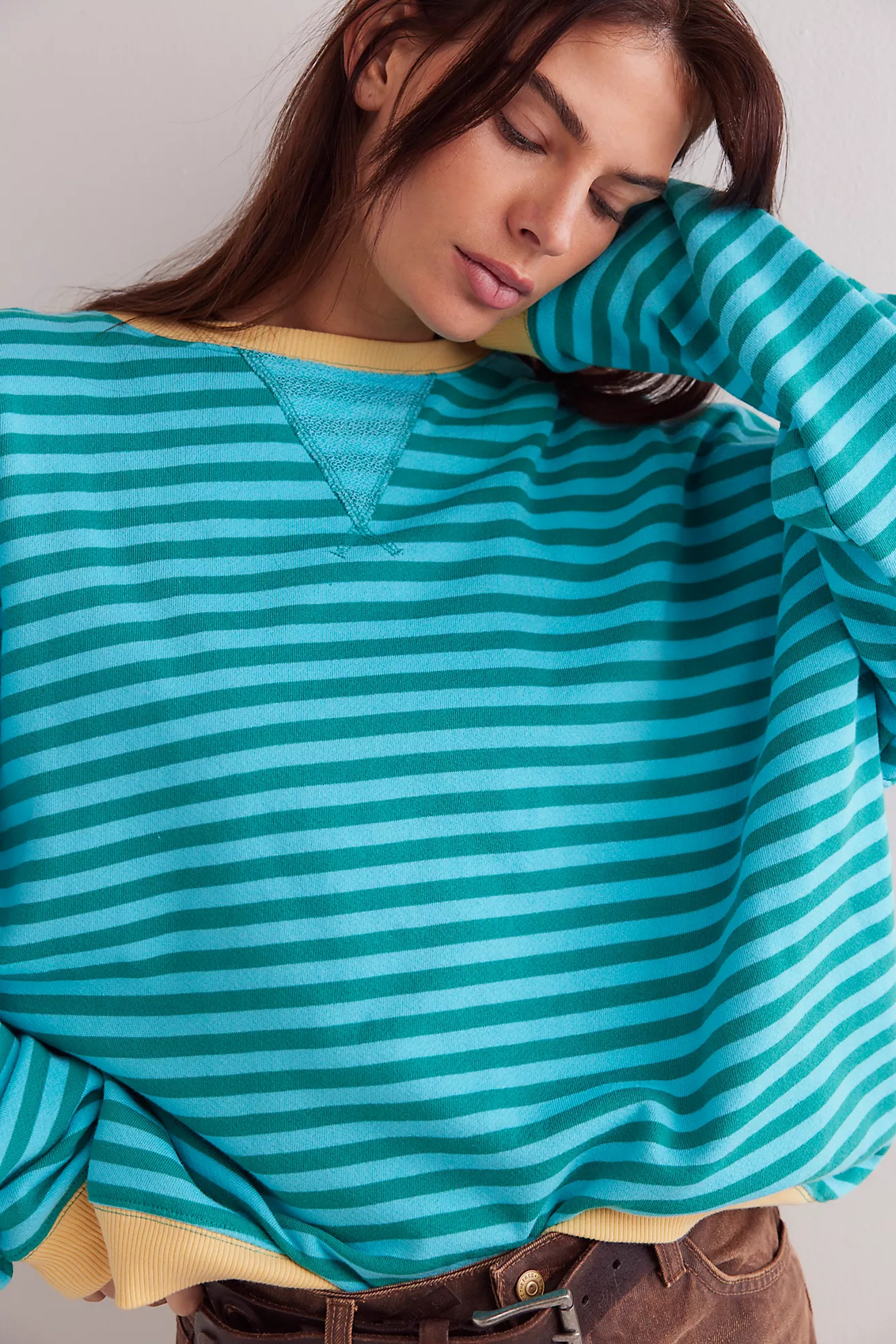 Classic Striped Oversized Crewneck | Free People (Global - UK&FR Excluded)