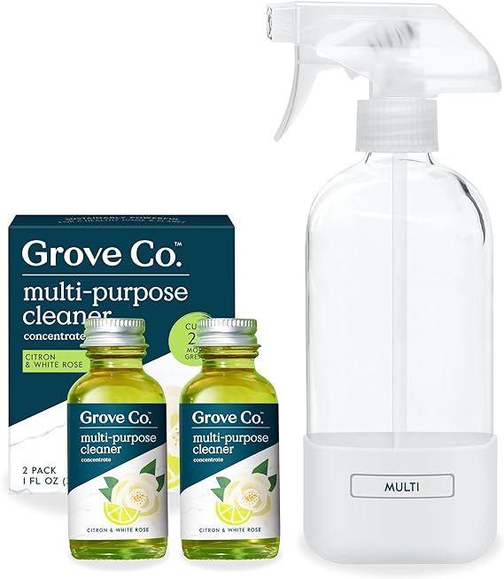 Grove Co. Multi-Purpose Cleaner, Refill Concentrate (2 x 1 Oz) + Glass Spray Bottle (16 Oz), Plan... | Amazon (US)