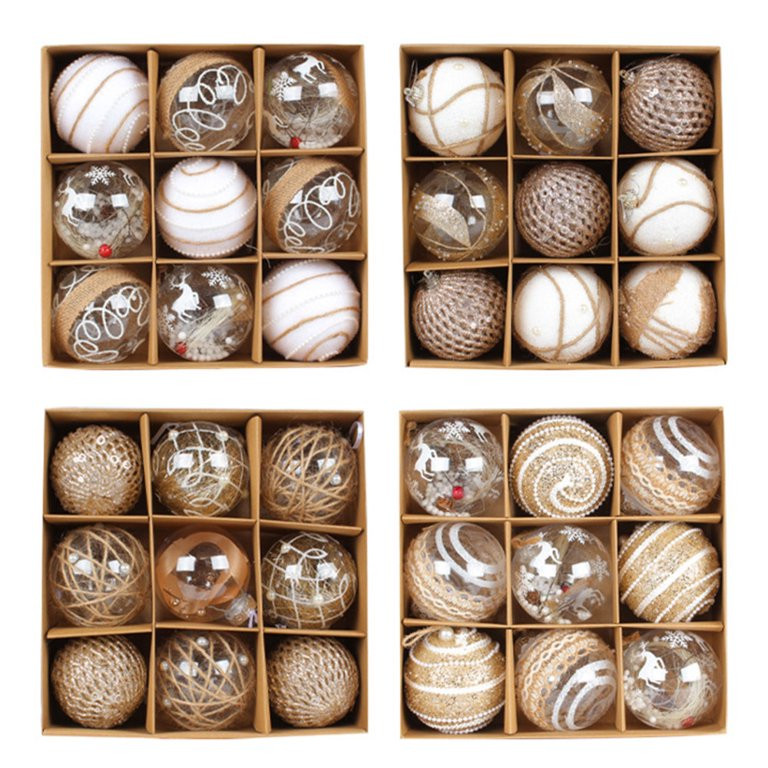 9pcs White & Gold Christmas Balls Multi Purpose Hanging Ornaments for Christmas Wedding Ceremony ... | Walmart (US)