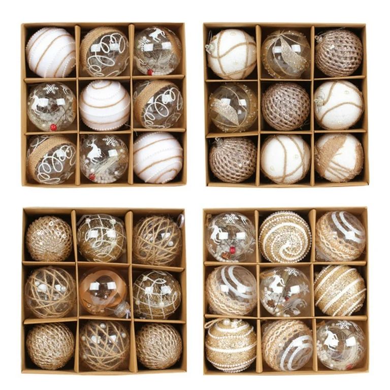 9pcs White & Gold Christmas Balls Multi Purpose Hanging Ornaments for Christmas Wedding Ceremony ... | Walmart (US)